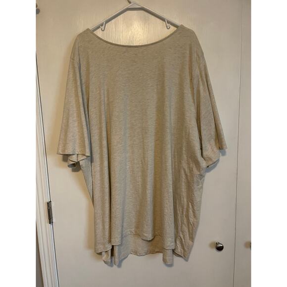 Woman Within Perfect Elbow-Sleeve Square-Neck Tee Cream cotton lightweight 4X - Picture 2 of 8